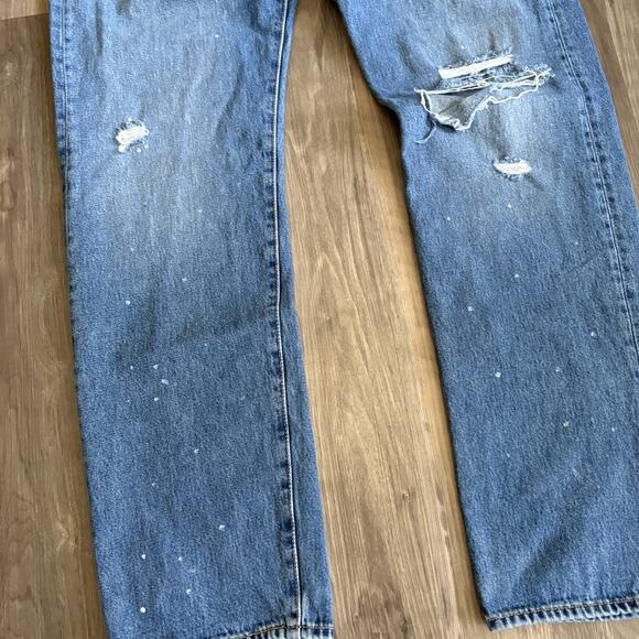 Levis 501 Premium Jeans Mens 36x34 Blue Big E Modern 93 Washed Out Faded Pants - Picture 5 of 8